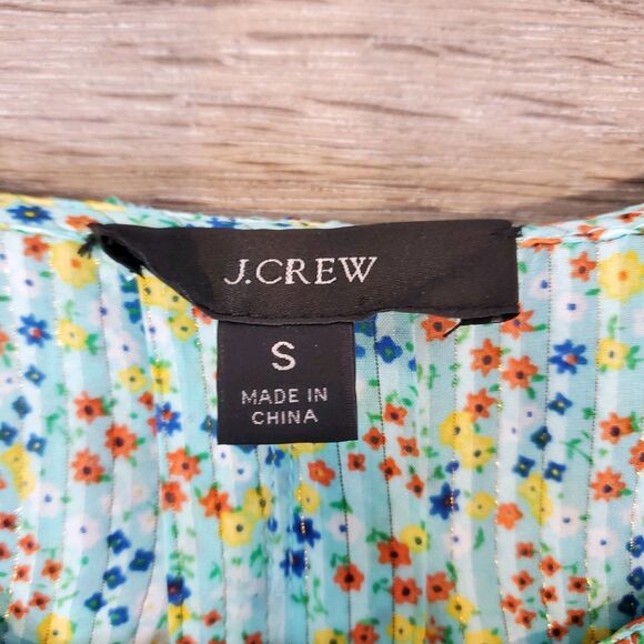 J.Crew Floral Ruffle Top Longsleeve Button Up S Cottagecore Preppy Coquette - Picture 10 of 11
